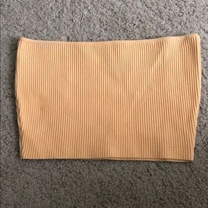golden ribbed tube top